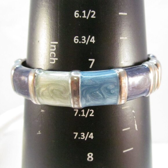 Enamel Bamboo Style Hinge Bracelets Set of 2 Purple and Green Blues - Picture 11 of 16